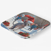 Sphynx Cat Running in Snow met kerst Pet Papieren Bordje (Gebogen)
