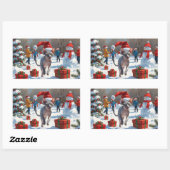 Sphynx Cat Running in Snow met kerst Pet Rechthoekige Sticker (Vel)