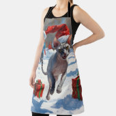 Sphynx Cat Running in Snow met kerst Pet Schort (Insitu)