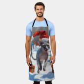 Sphynx Cat Running in Snow met kerst Pet Schort (Gedragen)
