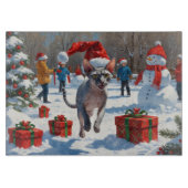 Sphynx Cat Running in Snow met kerst Pet Snijplank (Voorkant)