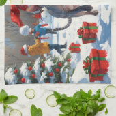 Sphynx Cat Running in Snow met kerst Pet Theedoek (Gevouwen)