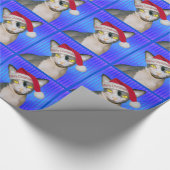 Sphynx Cat Santa Blue Kerstmis Cadeaupapier (Hoek)