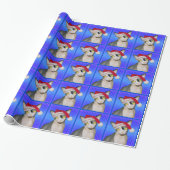 Sphynx Cat Santa Blue Kerstmis Cadeaupapier (Uitgerold)
