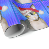 Sphynx Cat Santa Blue Kerstmis Cadeaupapier (Rol Hoek)