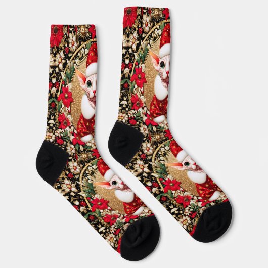 Sphynx Cat Santa Elf Xmas Crew Sokken (Rechts)