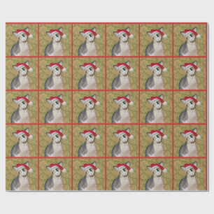 Sphynx Cat Santa Floral Kerstmis Cadeaupapier