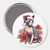 Sphynx Cat Santa Hat Kerstmis Magneet (Voorkant / Achterkant)