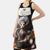 Sphynx Cat Schort Chef Cook's aangepaste naam Funn (Insitu)
