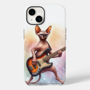 Sphynx Cat speelt basgitaar muzikant telefoonhoesj Case-Mate iPhone 14 Hoesje