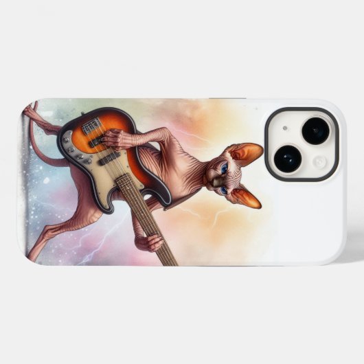 Sphynx Cat speelt basgitaar muzikant telefoonhoesj Case-Mate iPhone Case (Achterkant (horizontaal))