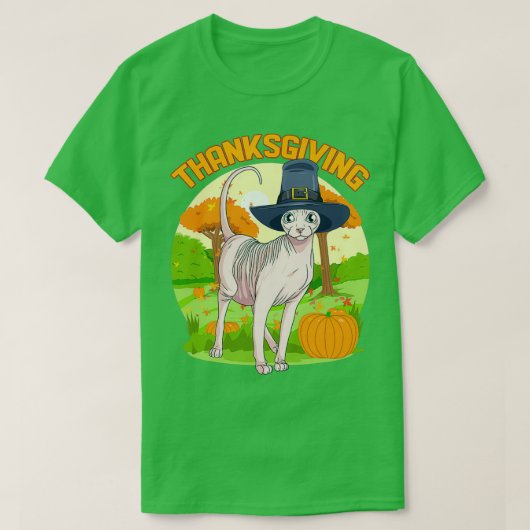 Sphynx Cat Thanksgiving Day Pilgrim Perfect Gift T-shirt (Design voorkant)
