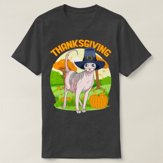 Sphynx Cat Thanksgiving Day Pilgrim T-shirt (Design voorkant)