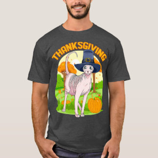 Sphynx Cat Thanksgiving Day Pilgrim T-shirt