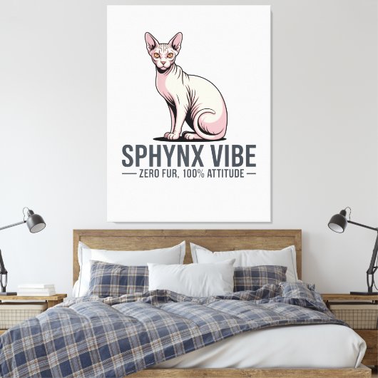Sphynx Cat Vibe Under Sunlight Art Canvas Afdruk (Insitu (Slaapkamer))