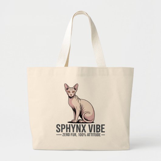 Sphynx Cat Vibe Under Sunlight Art Grote Tote Bag (Voorkant)