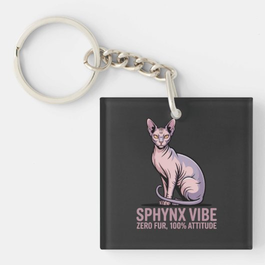 Sphynx Cat Vibe Under Sunlight Art Sleutelhanger (voorkant)