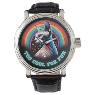 Sphynx Cat Watch Kaal Haarloos Kitten Te Koel Horloge