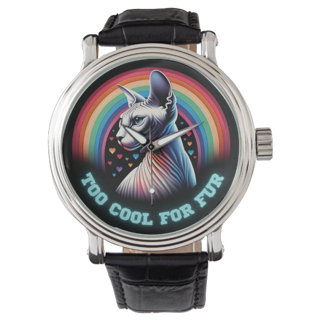 Sphynx Cat Watch Kaal Haarloos Kitten Te Koel Horloge (Voorkant)