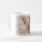 Sphynx Cat Waterverf. Koffiemok (Voorkant links)