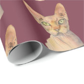 Sphynx Cat Waterverf Portret Cadeaupapier (Rol Hoek)
