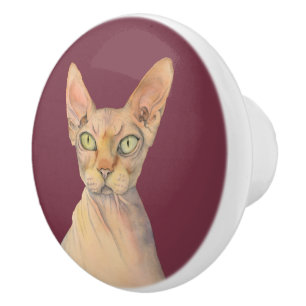 Sphynx Cat Waterverf Portret Keramische Knop