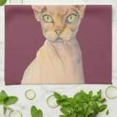 Sphynx Cat Waterverf Portret Theedoek (Gevouwen)