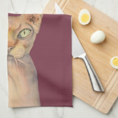 Sphynx Cat Waterverf Portret Theedoek (Quarter Fold)