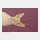 Sphynx Cat Waterverf Portret Theedoek (Horizontaal)