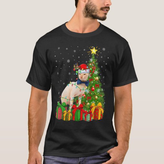 Sphynx Cat   Xmas Lights Santa Sphynx Cat Christma T-shirt (Voorkant)
