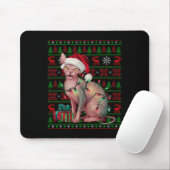 Sphynx Cat Xmas Lights Ugly Santa Hat Sphynx Cat C Muismat (Met muis)