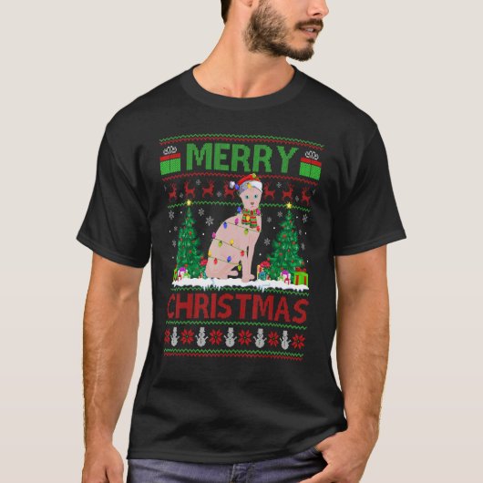 Sphynx Cat   Xmas Tree Ugly Santa Sphynx Cat Chris T-shirt (Voorkant)