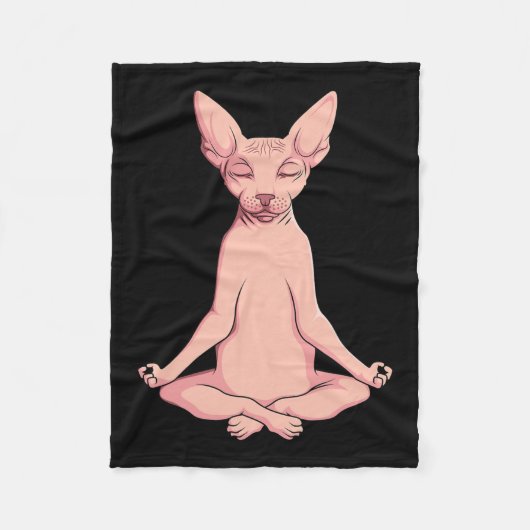 Sphynx Cat Yoga Meditation Breeder Ziekenloze Pet Fleece Deken (Voorkant)