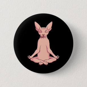 Sphynx Cat Yoga Meditation Breeder Ziekenloze Pet Ronde Button 5,7 Cm