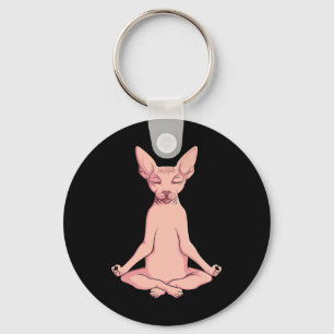 Sphynx Cat Yoga Meditation Breeder Ziekenloze Pet Sleutelhanger