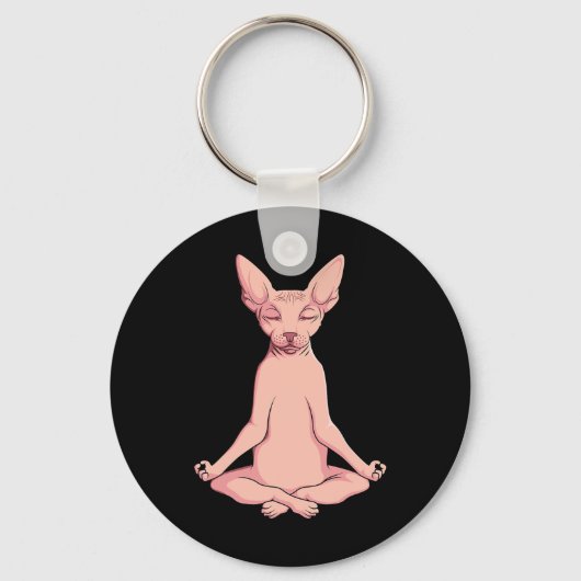 Sphynx Cat Yoga Meditation Breeder Ziekenloze Pet Sleutelhanger (Voorkant)