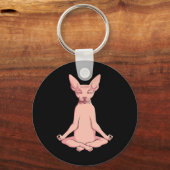 Sphynx Cat Yoga Meditation Breeder Ziekenloze Pet Sleutelhanger (Voorkant)
