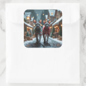 Sphynx Cats Christmas Snow Holiday Vierkante Sticker (Tas)