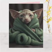 SPHYNX CUTE HAARLOZE KAT GROTE VALENTIJNSDAG KAART (Gele Bloem)