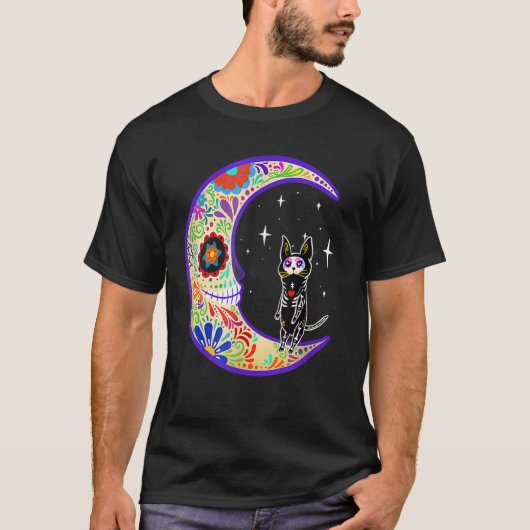 Sphynx Dia de Los Muertos Skeleton Sugar Skull T-shirt (Voorkant)