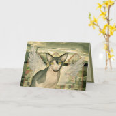 Sphynx engel met diepste sympathie kaart (Gele Bloem)