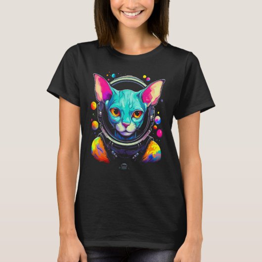 Sphynx haarloze kat astronaut t-shirt (Voorkant)