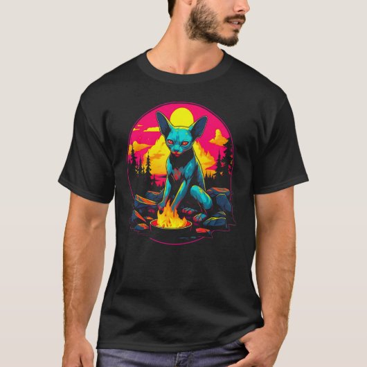 Sphynx haarloze kat kamperen 1 t-shirt (Voorkant)