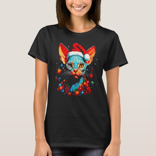 Sphynx Haarloze Kat Kerstmis T-shirt (Voorkant)
