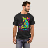 Sphynx haarloze kat piano t-shirt (Voorkant volledig)