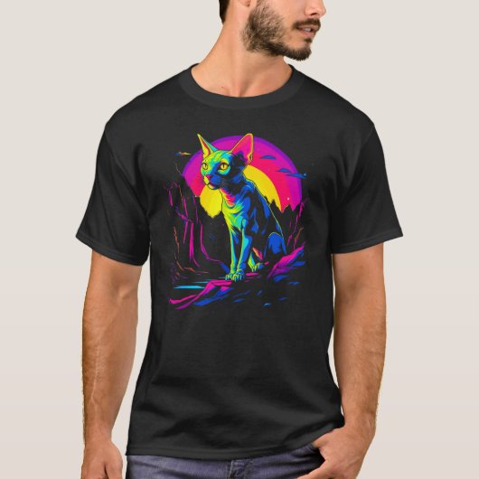 Sphynx haarloze kat Pop Art T-shirt (Voorkant)