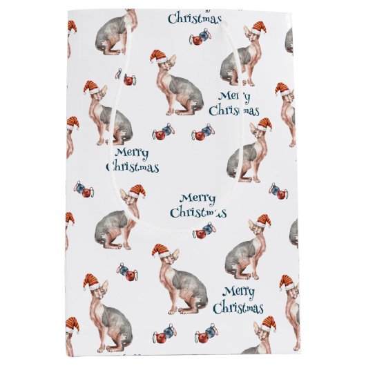 Sphynx Haarloze Kat Sinterklaas Pet Kerst Medium Cadeauzakje (Voorkant)