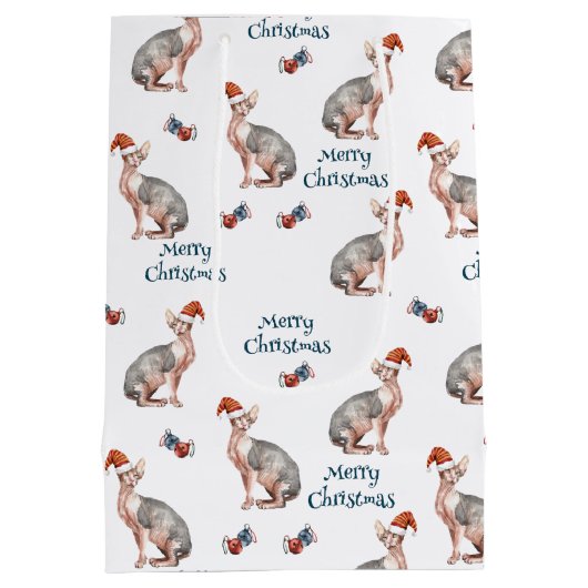 Sphynx Haarloze Kat Sinterklaas Pet Kerst Medium Cadeauzakje (Achterkant)