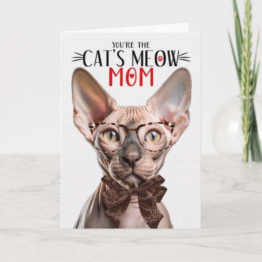 Sphynx Haarloze Kat voor Moeder op Moederdag Feestdagen Kaart (Voorkant)