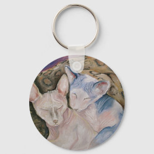 Sphynx haarloze katten Sleutelhanger "Het paar"